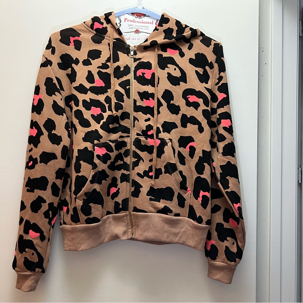🆕 🐆 Wildfox 🐆 Leopard Print Women's Zip up hoodie - Picture 4 of 8